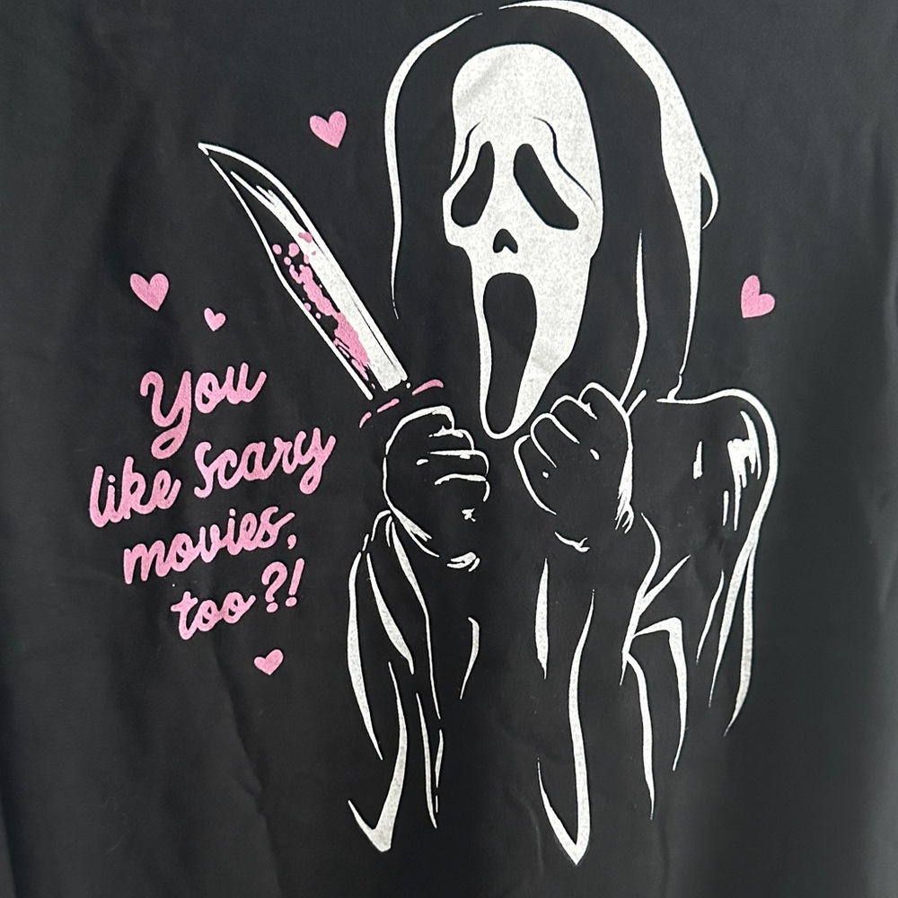 Scary movie Black Graphic Tee with Pink Accents - Picture 3 of 4